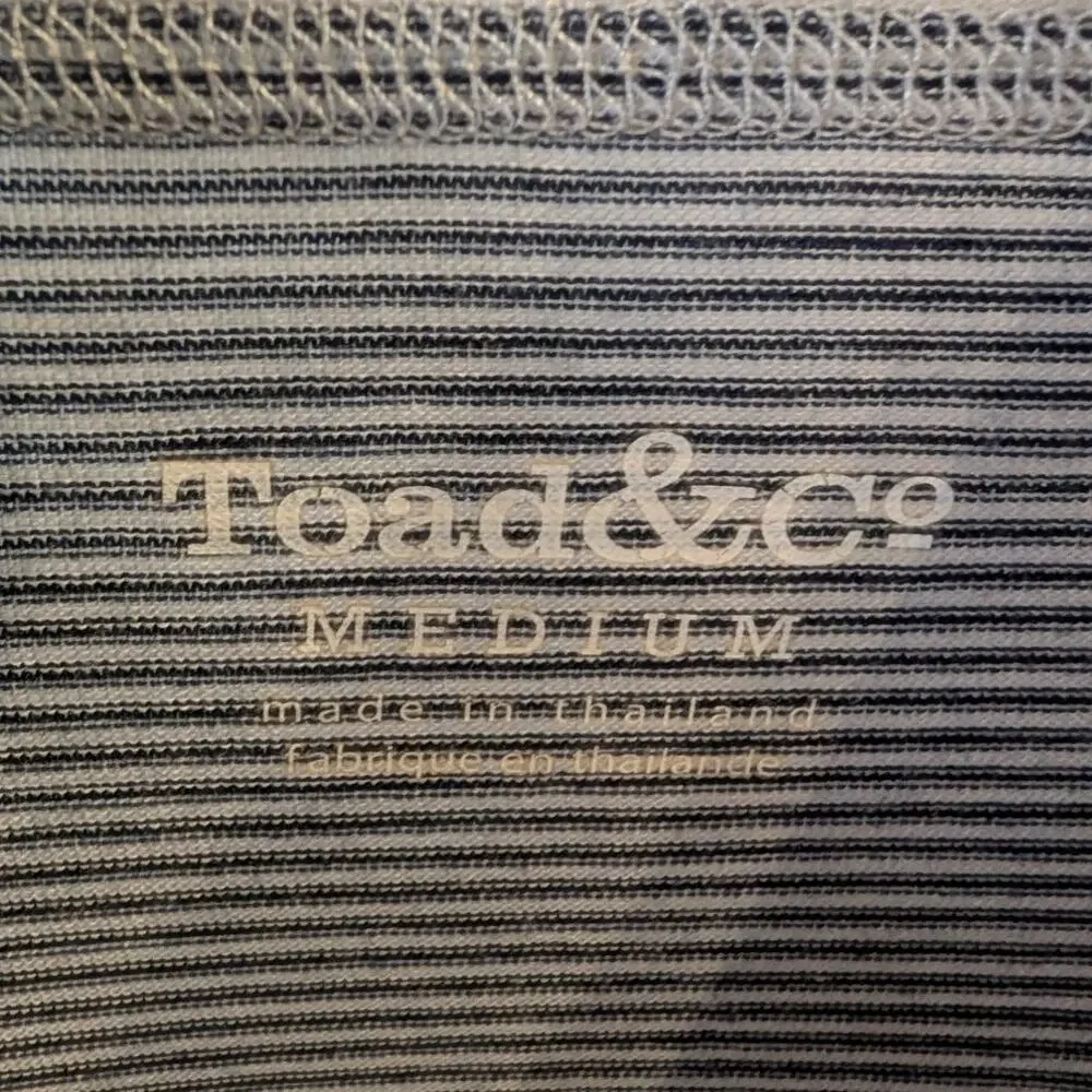 Toad&Co On Rush Quarter Zip Pullover Navy White Micro Stripe Organic Med - Picture 2 of 6